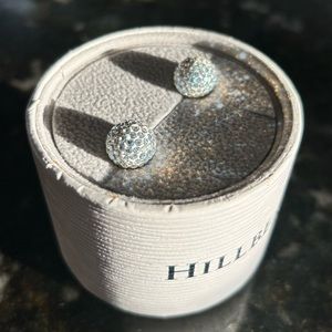 2 Pairs Hillberg & Berk Sparkle Ball 10mm Merlot and 12mm White Never Worn